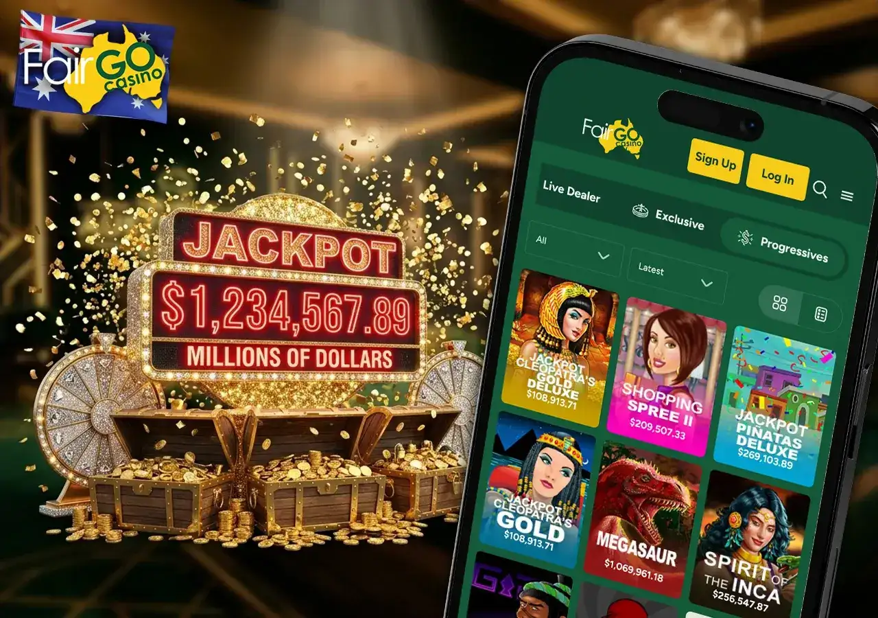 Big win potential progressive jackpot games available for Australian players.