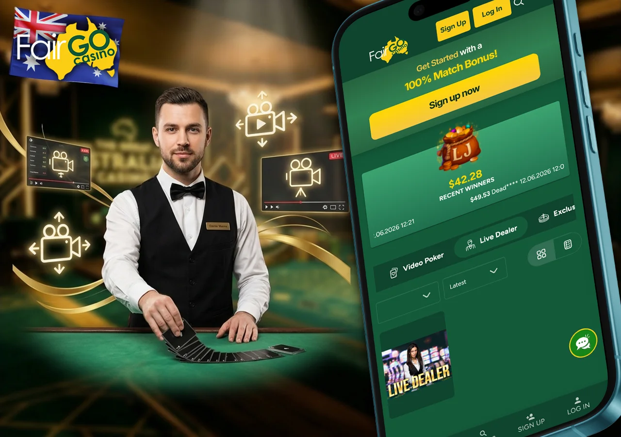 Realistic live dealer games streamed in real time for Australians.